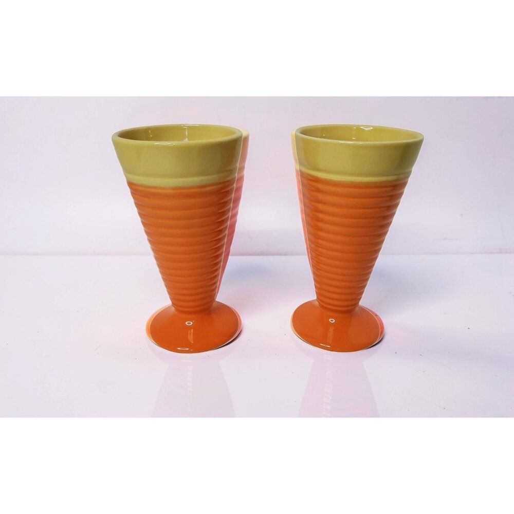 Set Of 2 Vintage Trisa Stoneware Ice Cream Sundae/Dessert Tumblers.